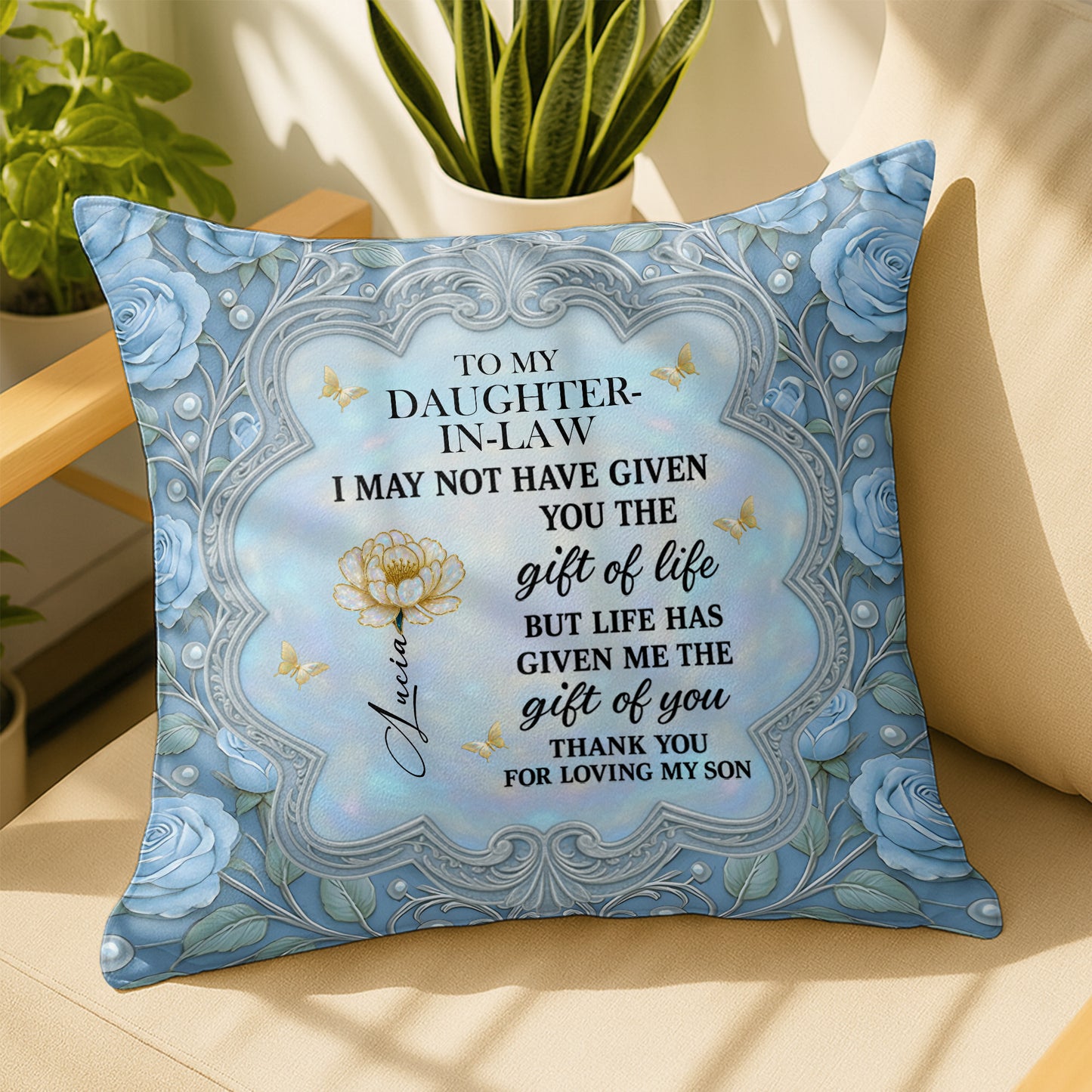 To My Daughter-In-Law, Gift Of Life, Flowers And Butterfly Design