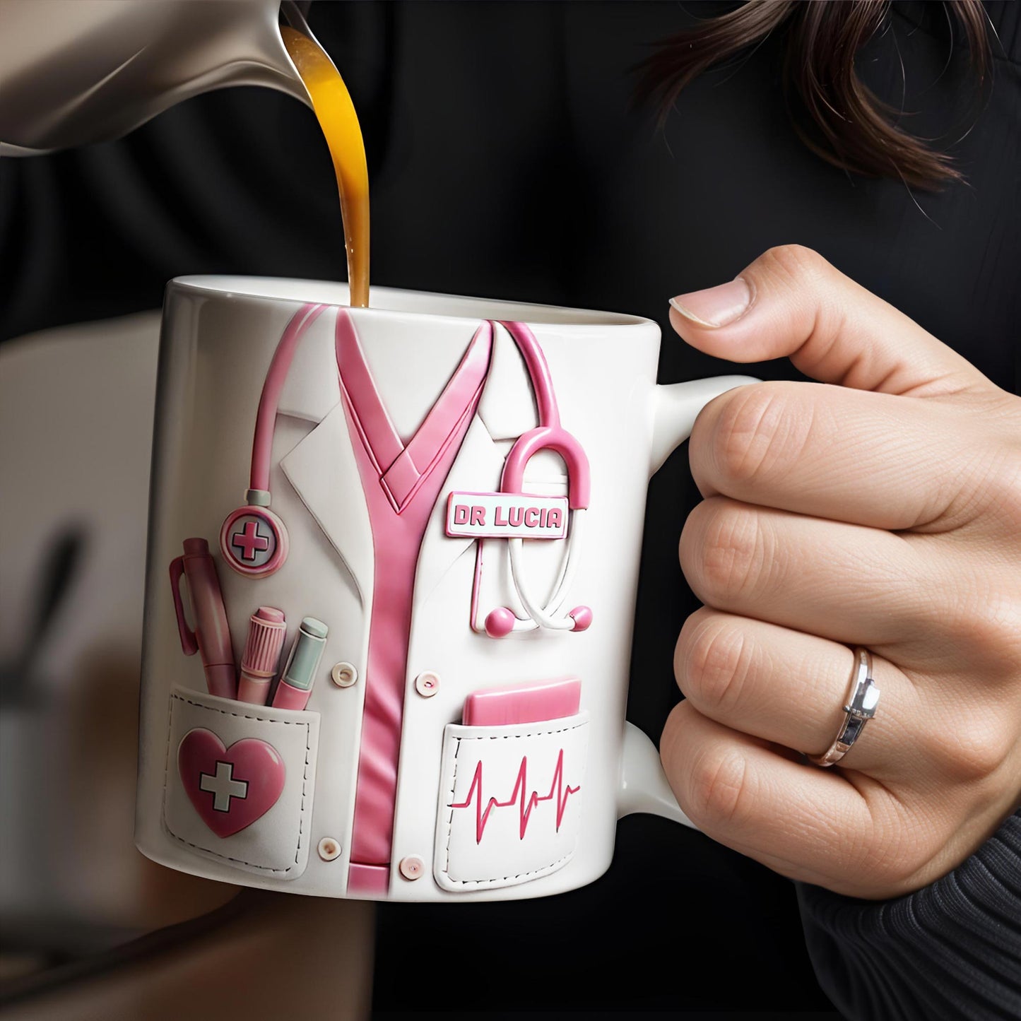 Tasse à café personnalisée avec stéthoscope et poche - Motif médical - DOC002_MG