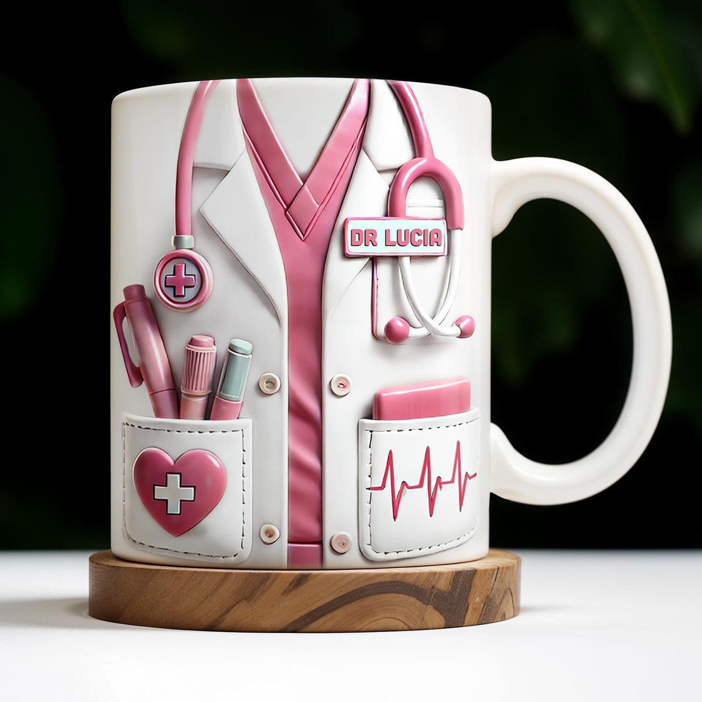 Tasse à café personnalisée avec stéthoscope et poche - Motif médical - DOC002_MG