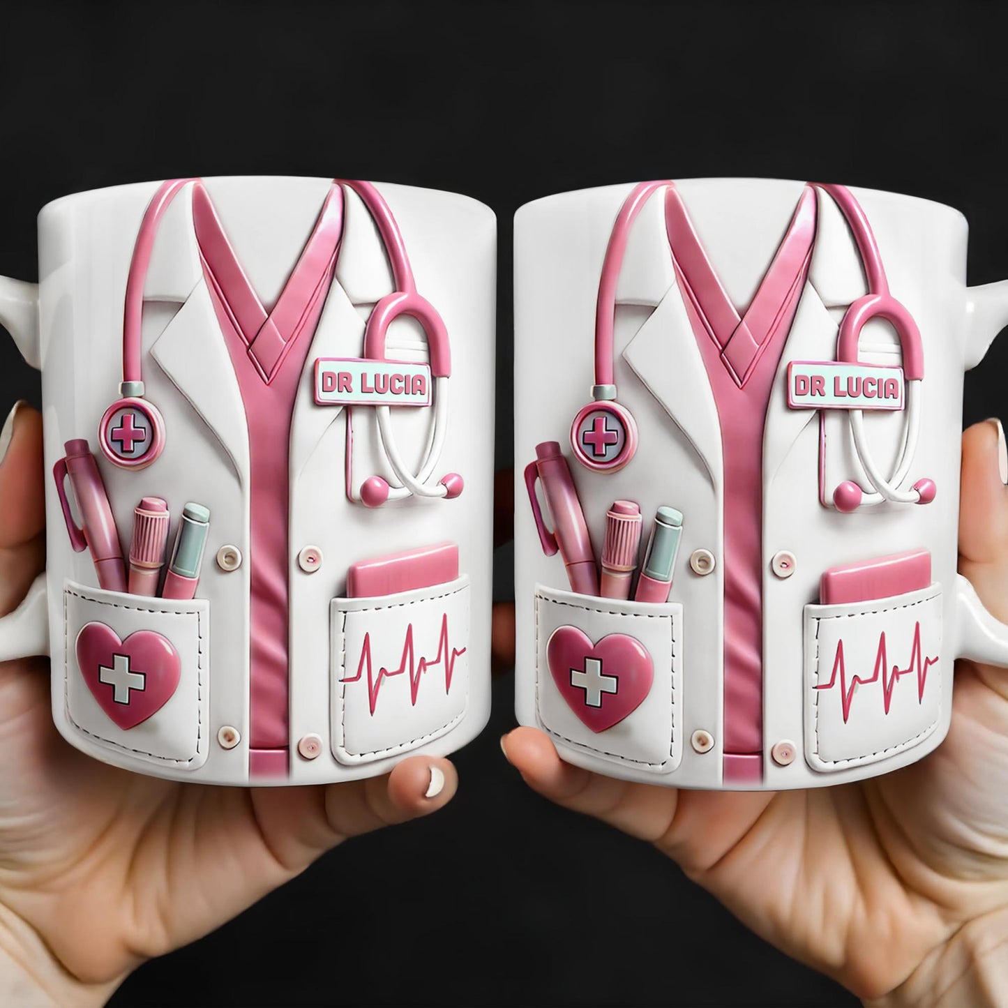 Tasse à café personnalisée avec stéthoscope et poche - Motif médical - DOC002_MG