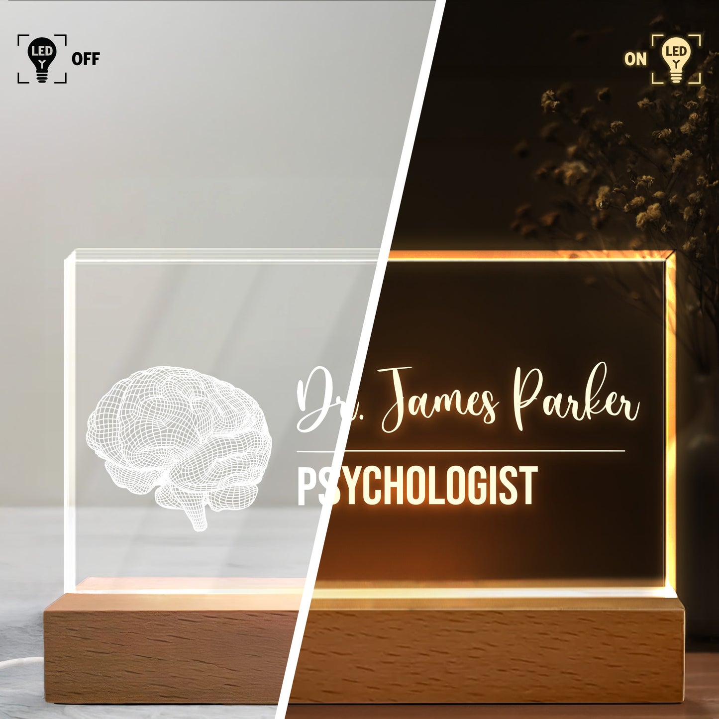 Personalized LED Night Light With A Brain, Perfect For Professionals