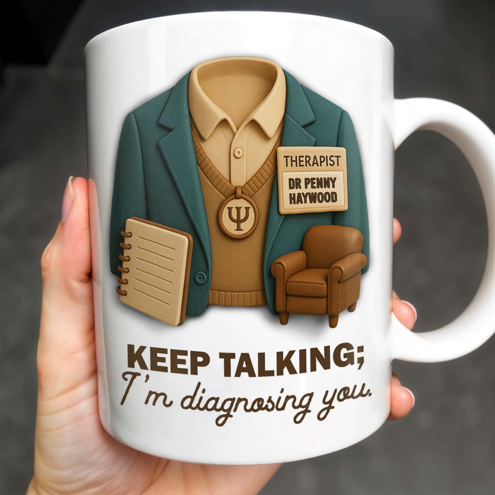 Keep Talking; I'm diagnosing you, Therapist Jacket, Notebook, Chair