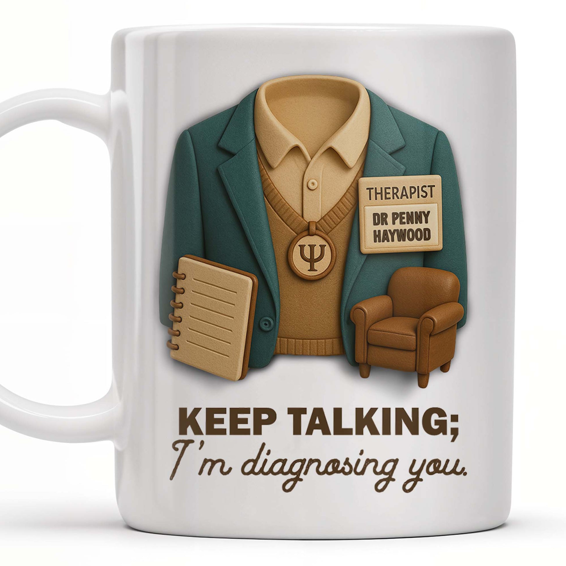 Keep Talking; I'm diagnosing you, Therapist Jacket, Notebook, Chair
