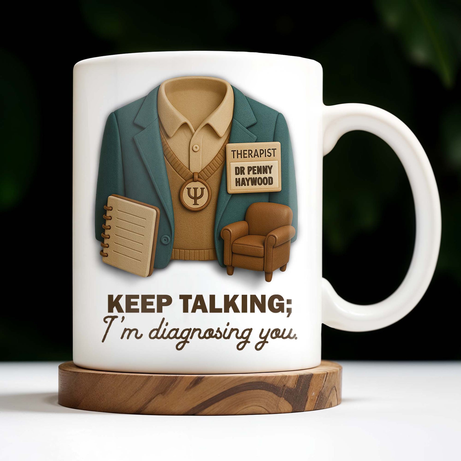Keep Talking; I'm diagnosing you, Therapist Jacket, Notebook, Chair