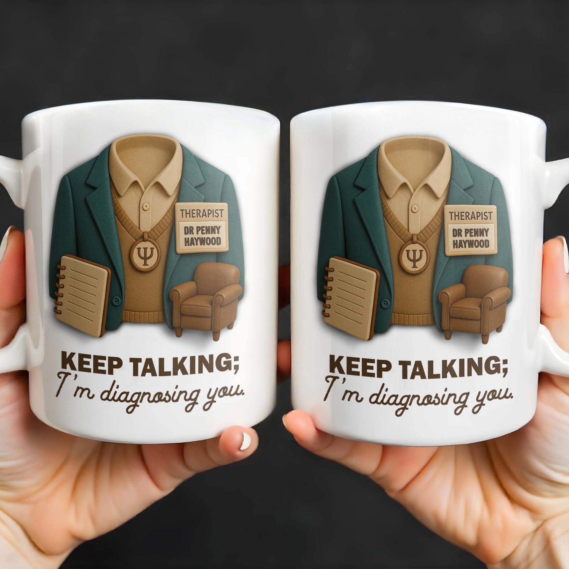 Keep Talking; I'm diagnosing you, Therapist Jacket, Notebook, Chair