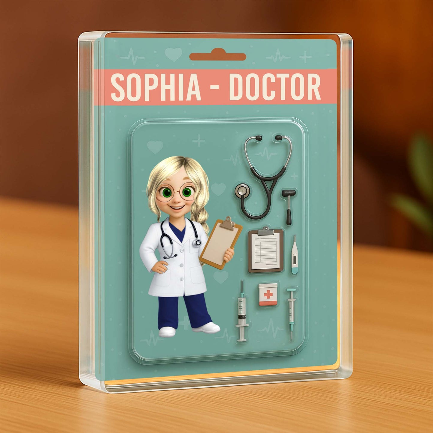Customizable Doctor Theme Acrylic Plaque With Medical Tools
