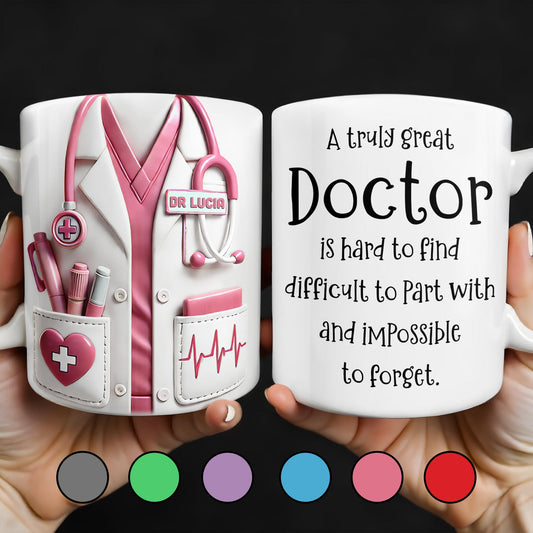 Un excellent médecin est difficile à trouver, uniforme médical et stéthoscope - Tasse à café personnalisée - DOC011_MG