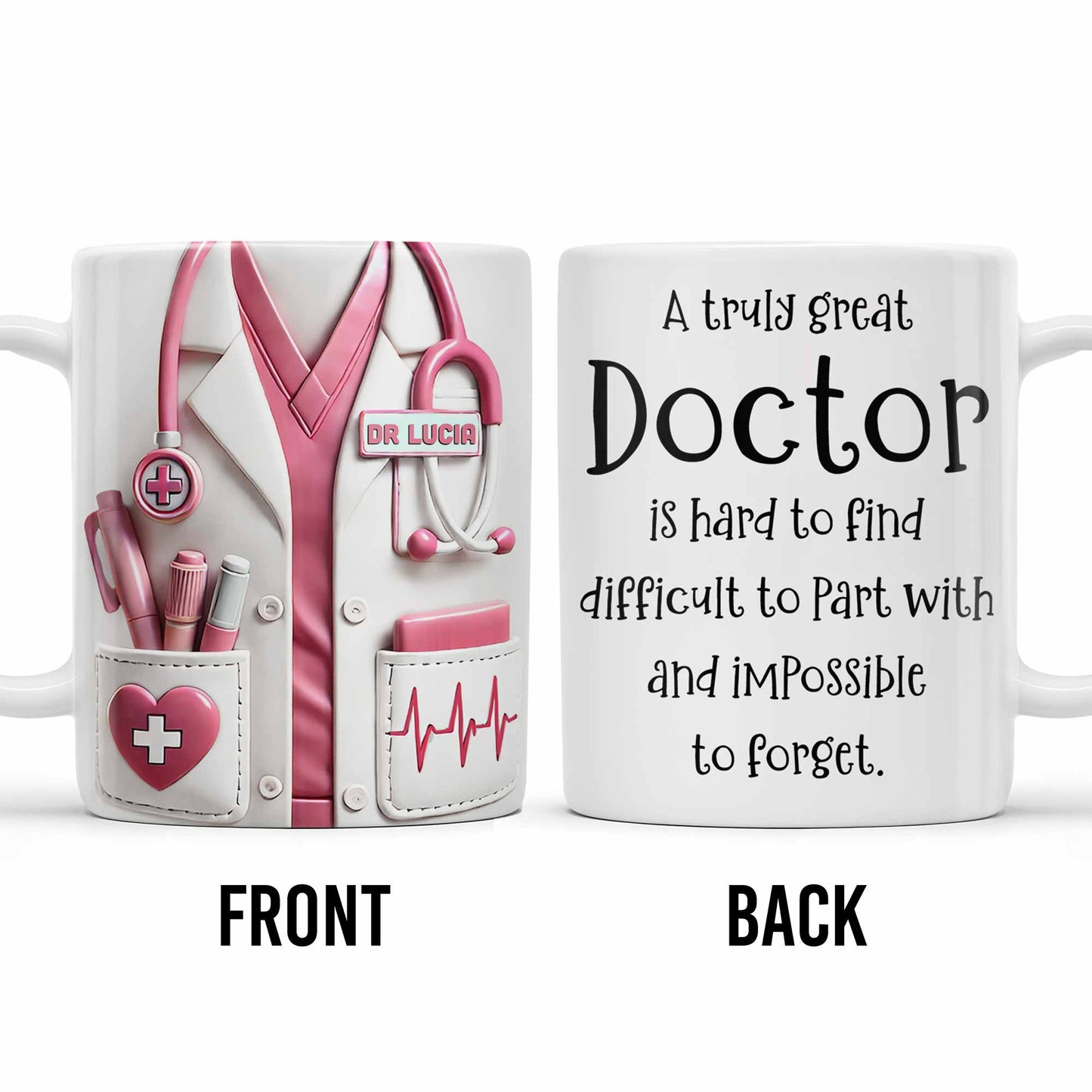 Un excellent médecin est difficile à trouver, uniforme médical et stéthoscope - Tasse à café personnalisée - DOC011_MG