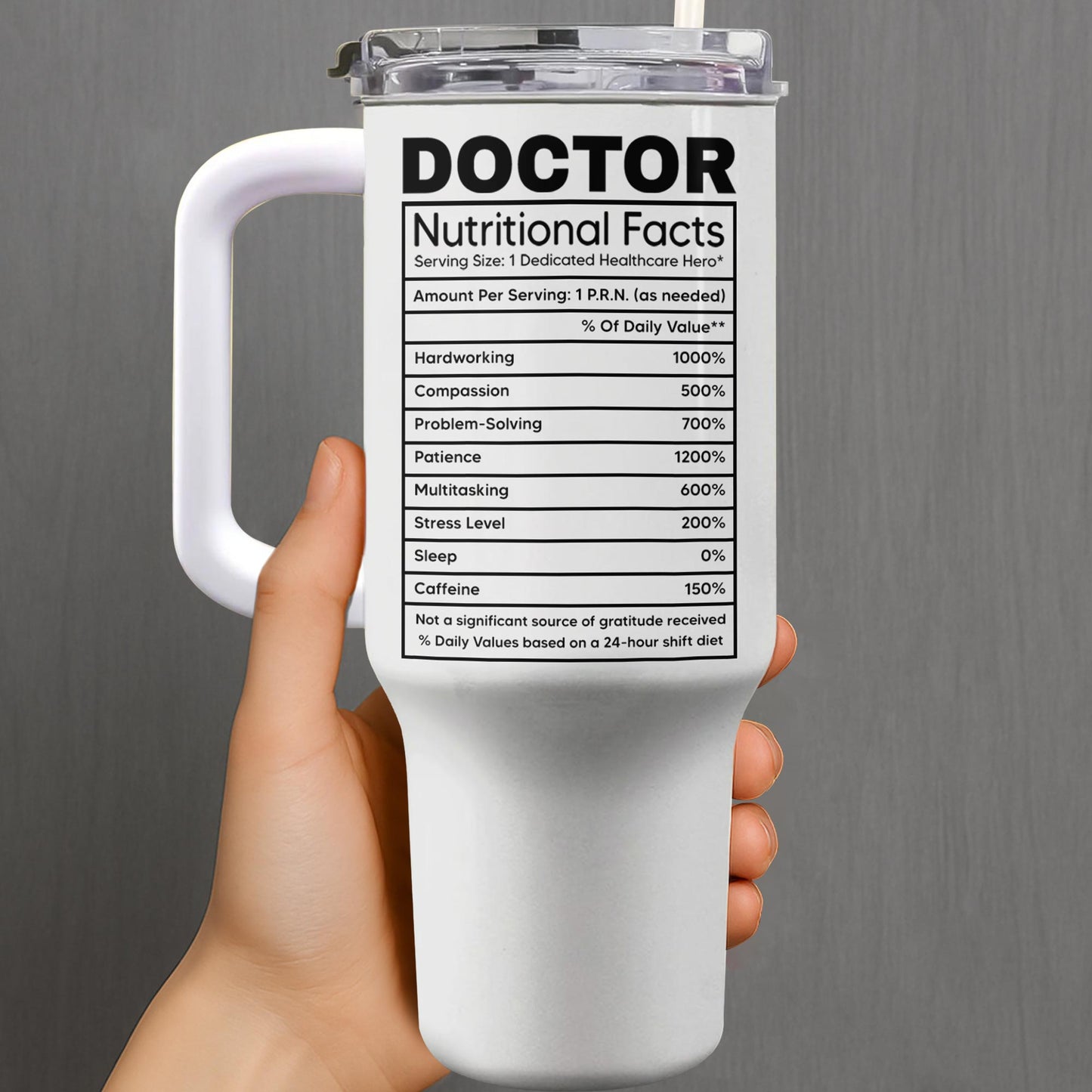 Nutritional Facts For Dedicated Healthcare Heroes - Personalized 40oz Tumbler With Straw - DOC013_TBS