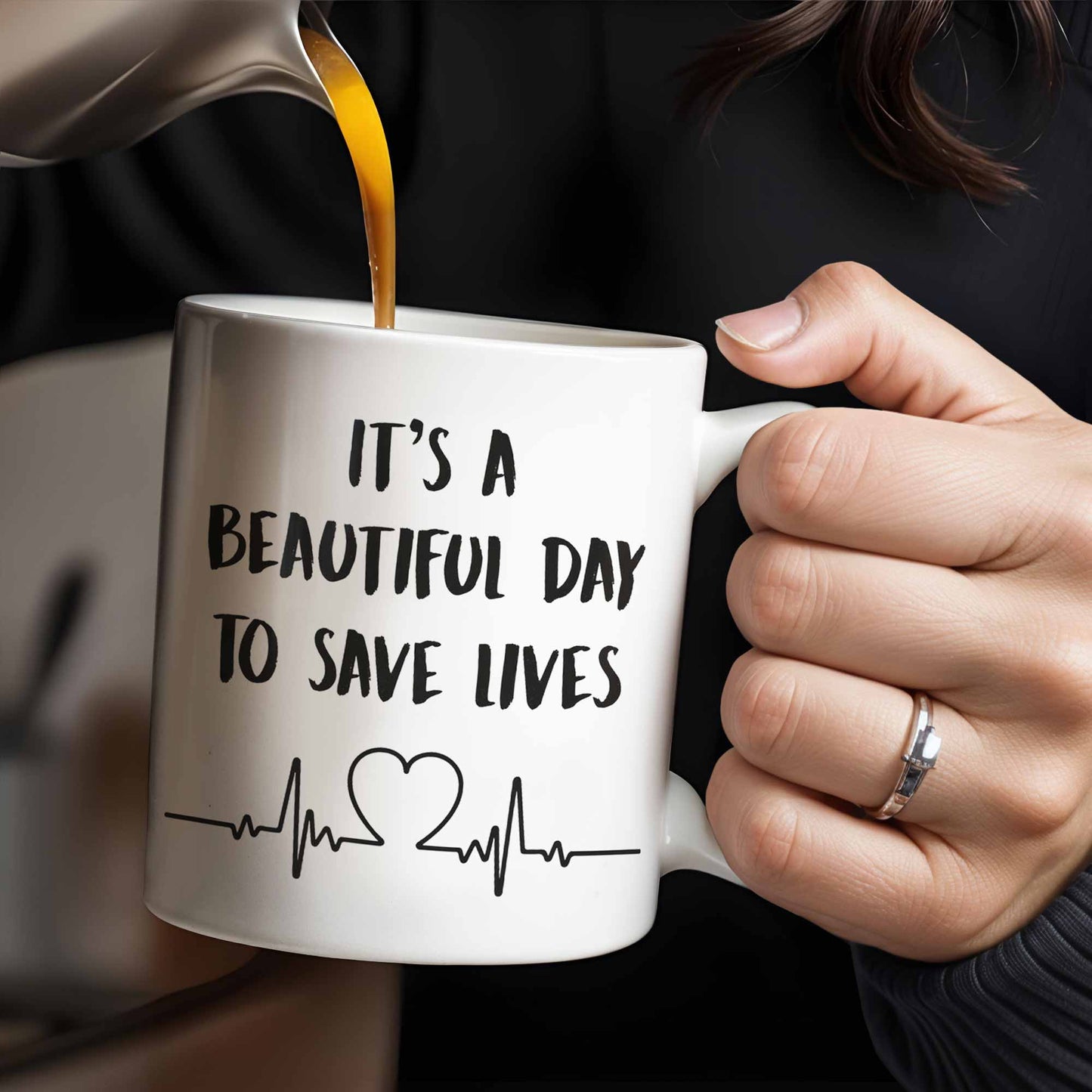 It's A Beautiful Day To Save Lives, Medical Scrubs And Stethoscope - Personalized Custom Coffee Mug - DOC017_MG