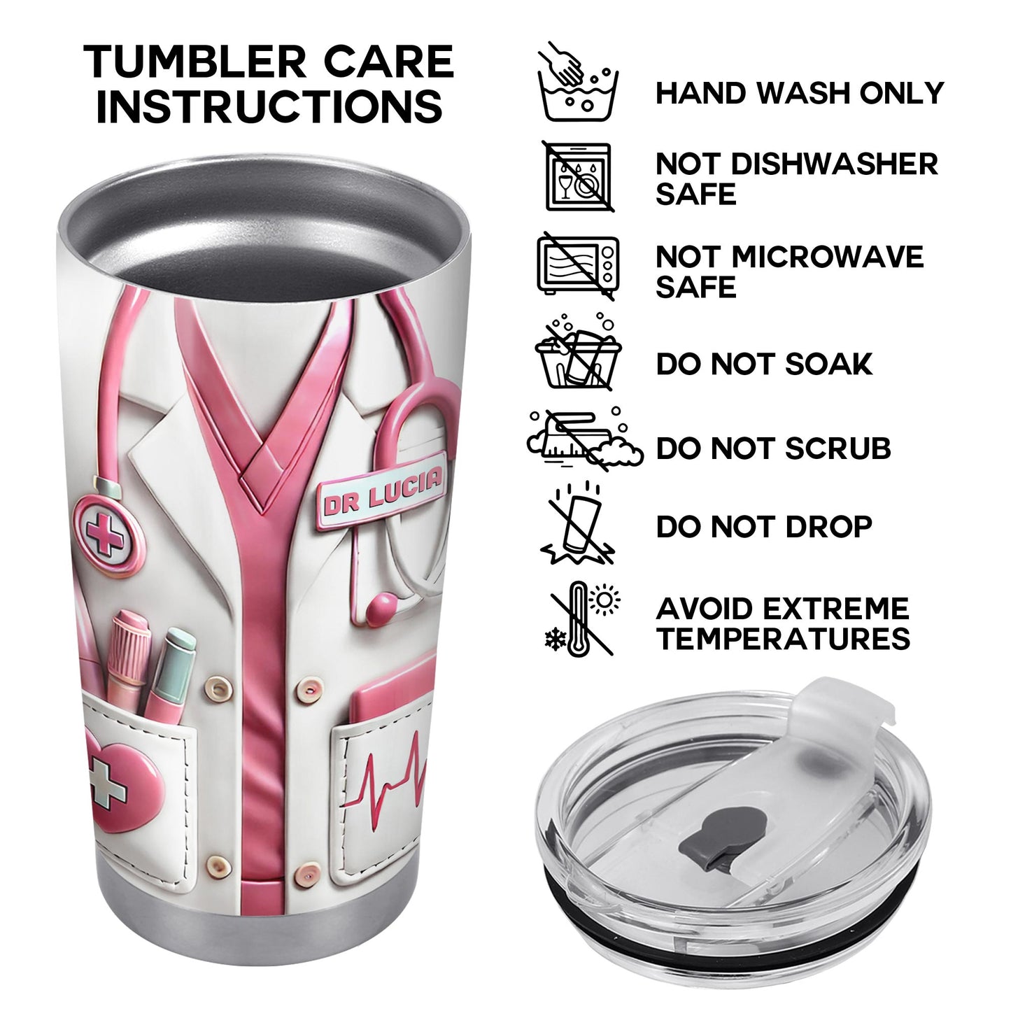 To A Brilliant Doctor, Your Care And Compassion, Medical Tools and Scrubs - Personalized Custom Stainless Steel Tumbler 20oz 30oz - DOC036_TB