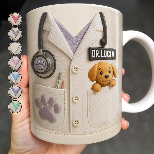 Le cadeau idéal pour les amoureux des animaux, avec blouse de laboratoire et chien - Tasse à café personnalisée - DOC047_MG