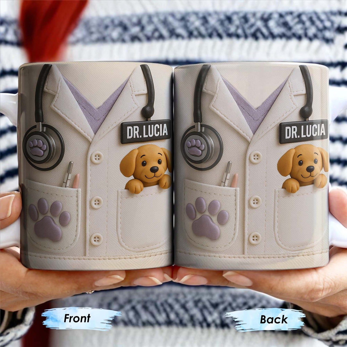 Le cadeau idéal pour les amoureux des animaux, avec blouse de laboratoire et chien - Tasse à café personnalisée - DOC047_MG