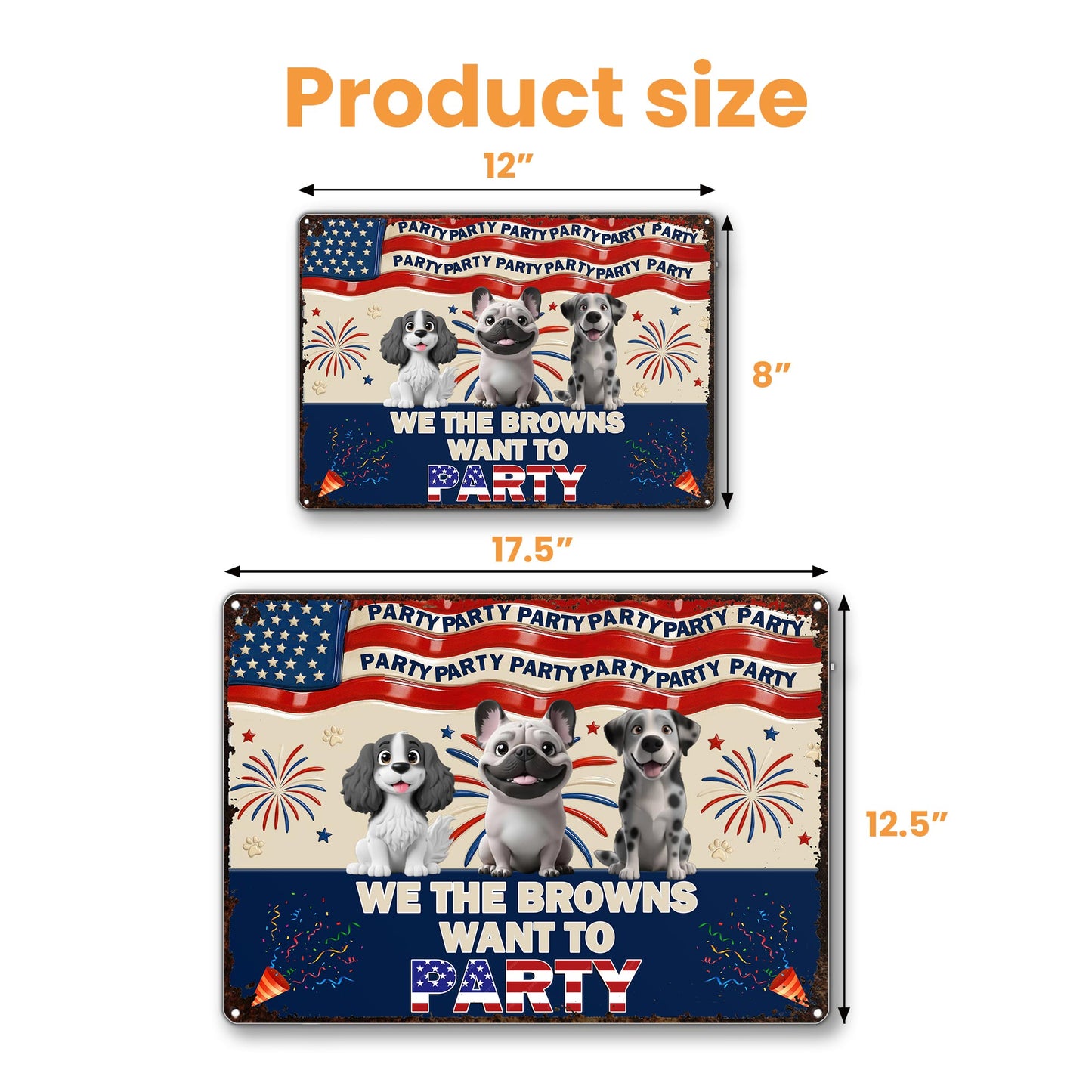 We The Browns Want To Party, Dogs, Fireworks, American Flag