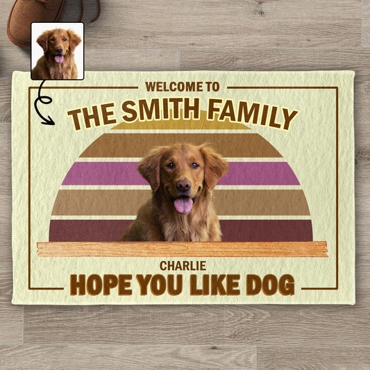 Bienvenue dans la famille ! J'espère que vous aimerez le design du chien ! Paillasson personnalisé ! DOG020_DRM