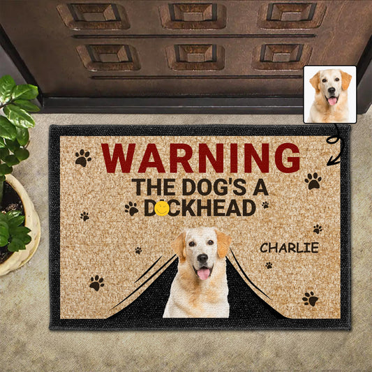 Warning The Dog's A Dockhead With Paw Prints Design
