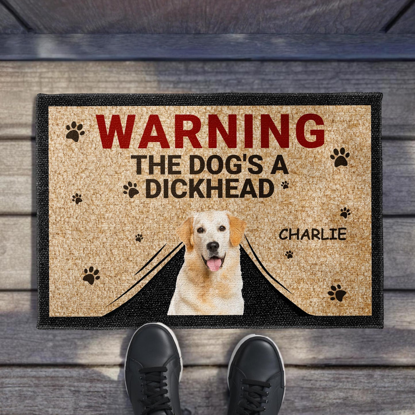 Warning The Dog's A Dockhead With Paw Prints Design