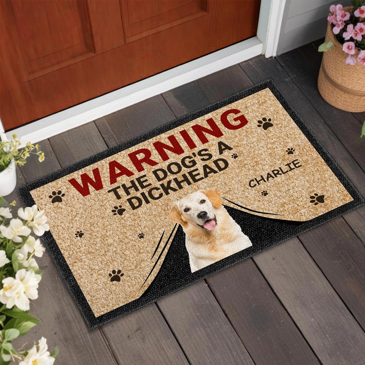 Warning The Dog's A Dockhead With Paw Prints Design