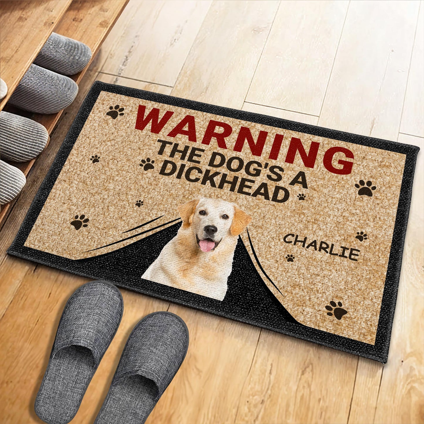 Warning The Dog's A Dockhead With Paw Prints Design