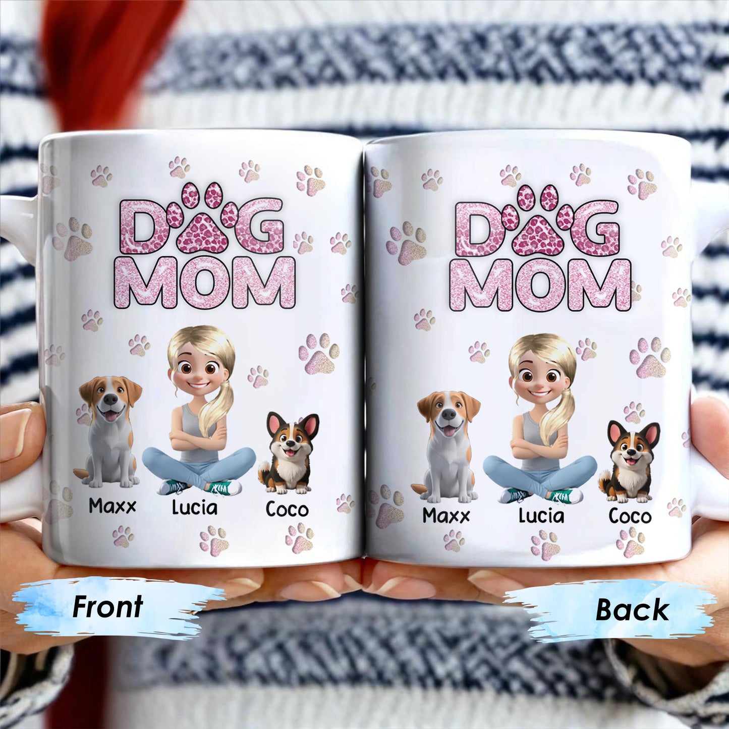 Dog Mom, Paw Prints and Cartoon Dogs