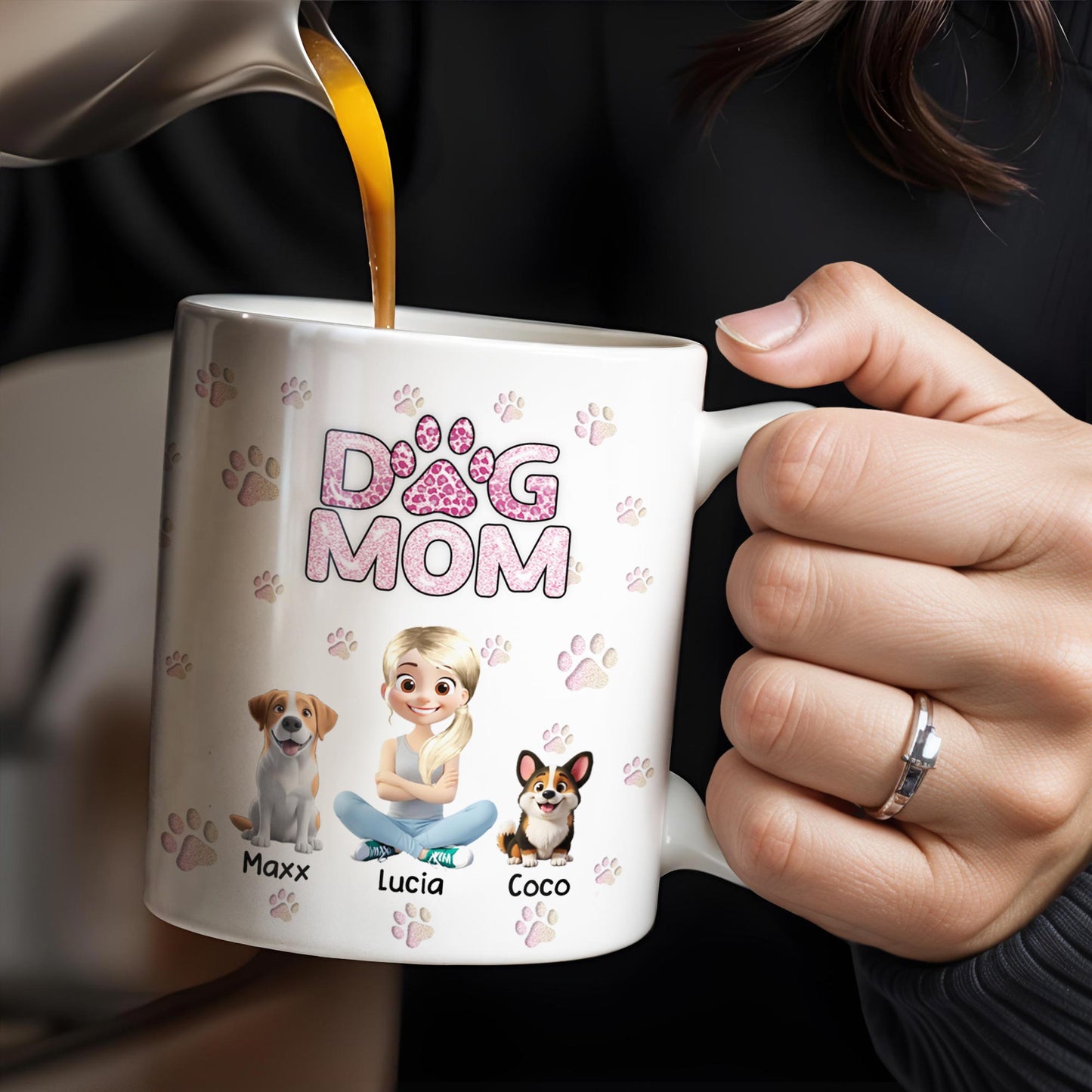 Dog Mom, Paw Prints and Cartoon Dogs