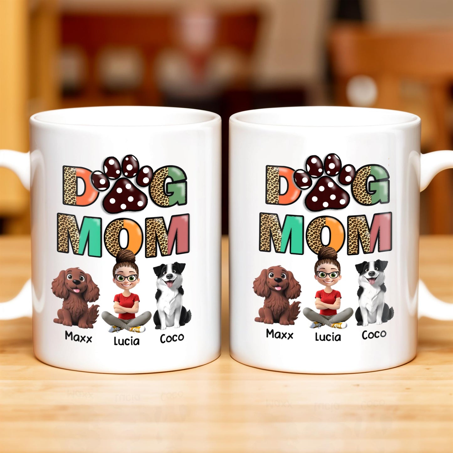 Dog Mom, Paw Print and Dogs