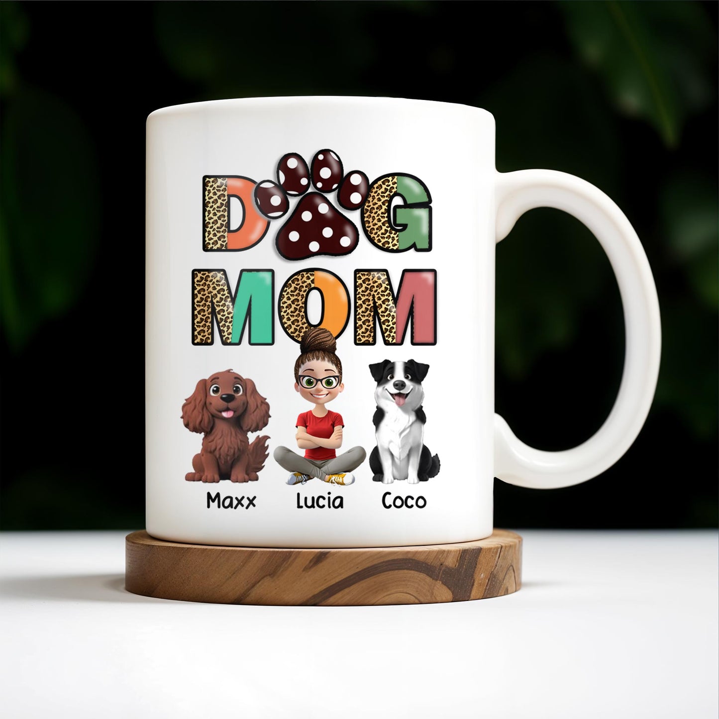 Dog Mom, Paw Print and Dogs