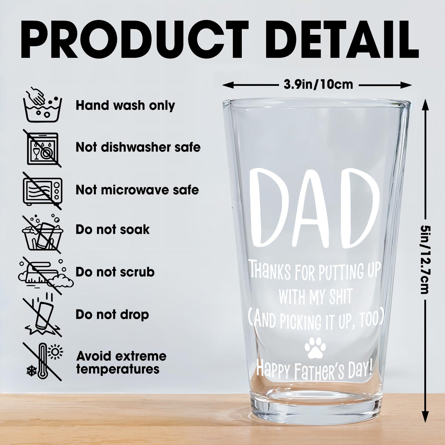 Dad, Thanks For Putting Up With My Shit, Paw Prints and Dog