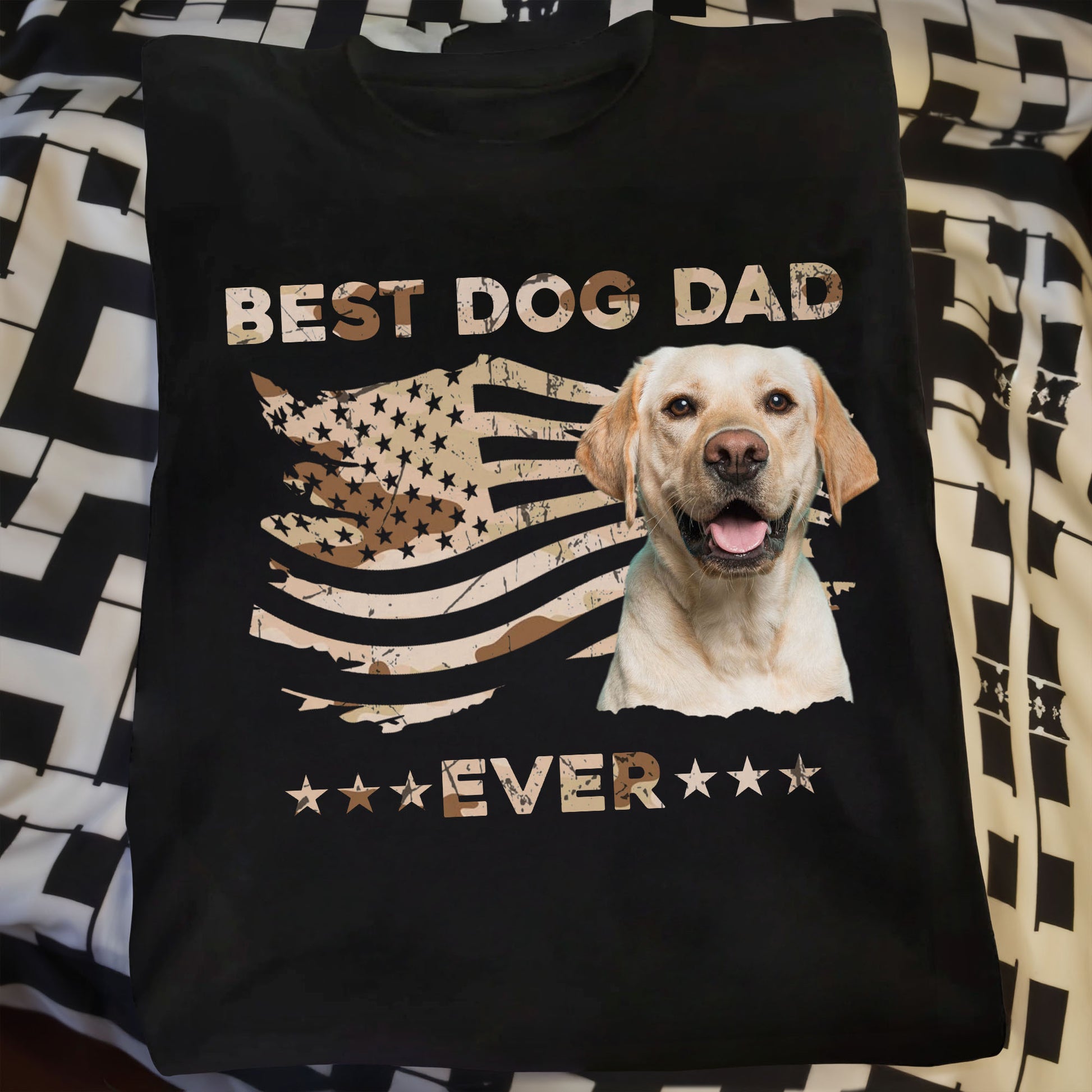 Best Dog Dad Ever, Dog And American Flag