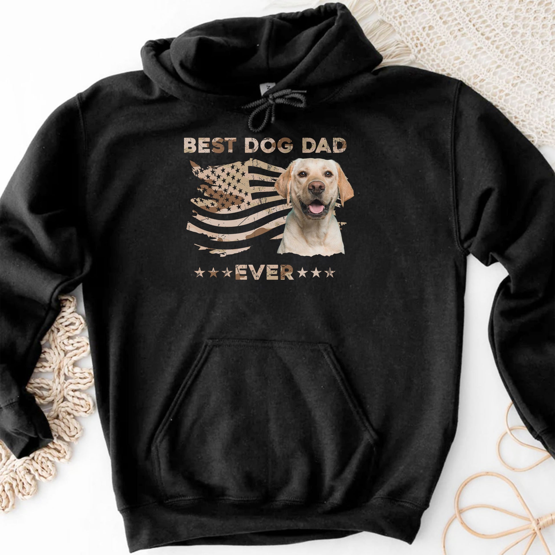 Best Dog Dad Ever, Dog And American Flag