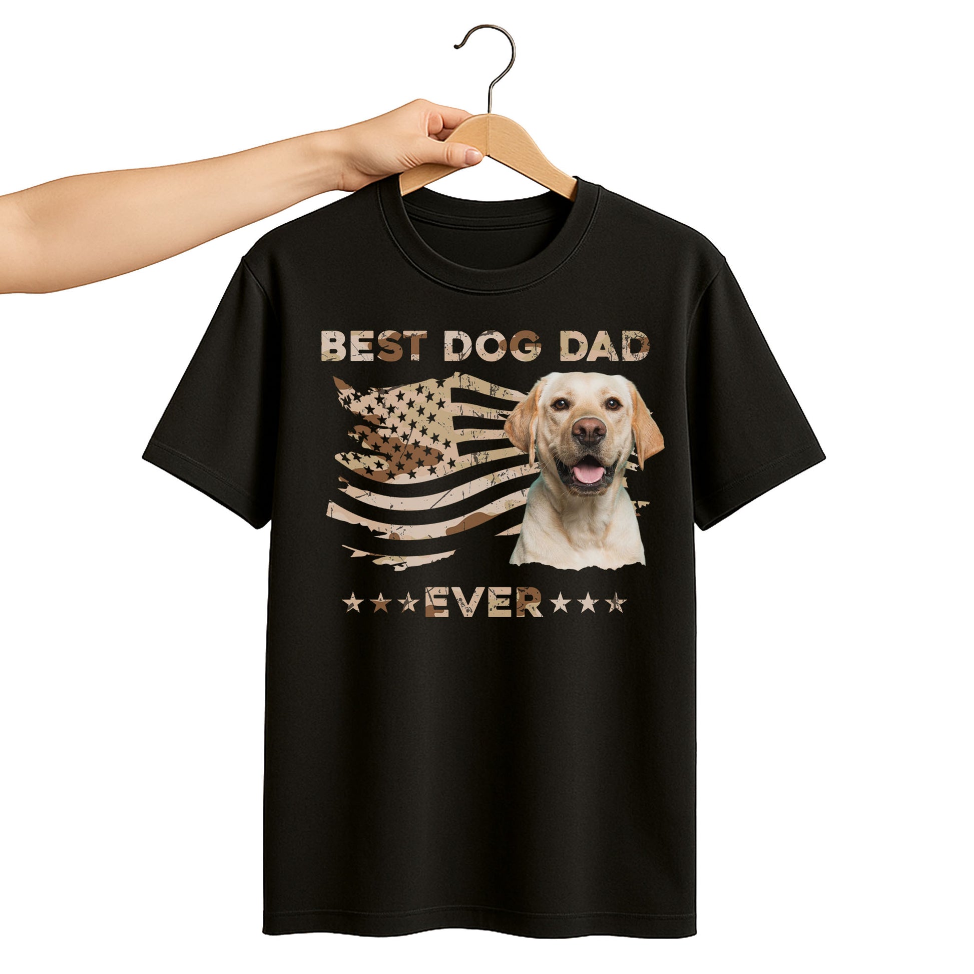 Best Dog Dad Ever, Dog And American Flag
