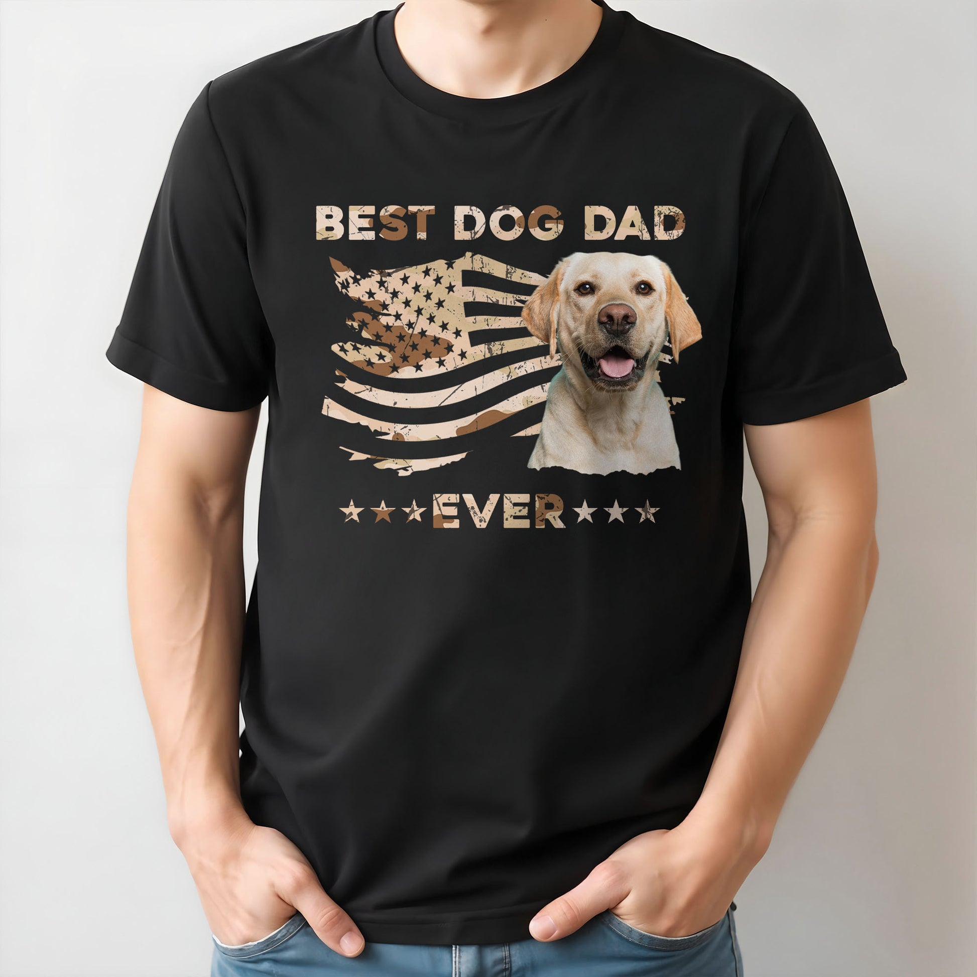 Best Dog Dad Ever, Dog And American Flag