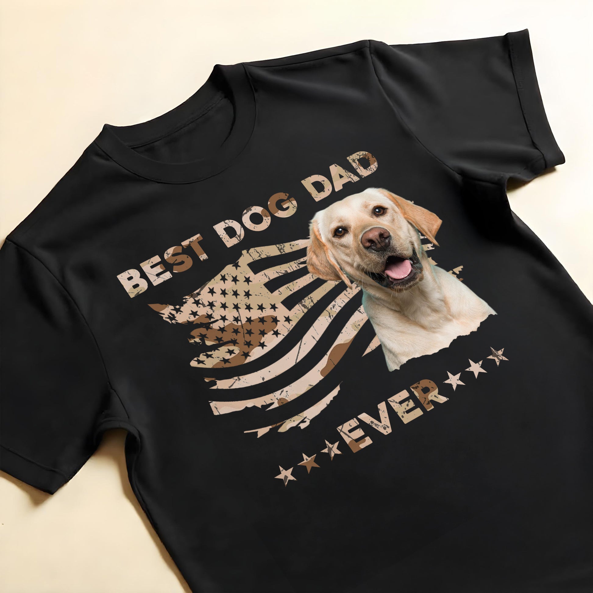 Best Dog Dad Ever, Dog And American Flag