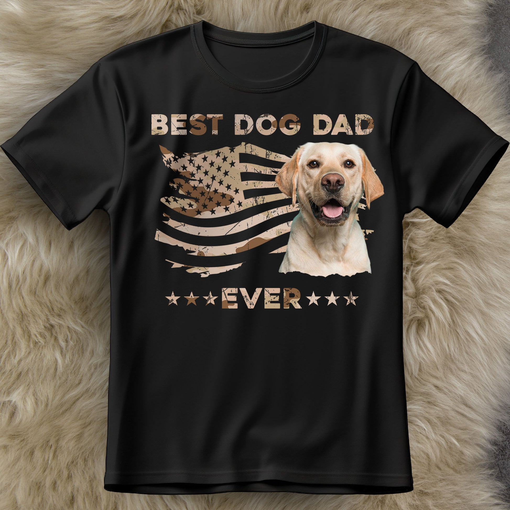 Best Dog Dad Ever, Dog And American Flag
