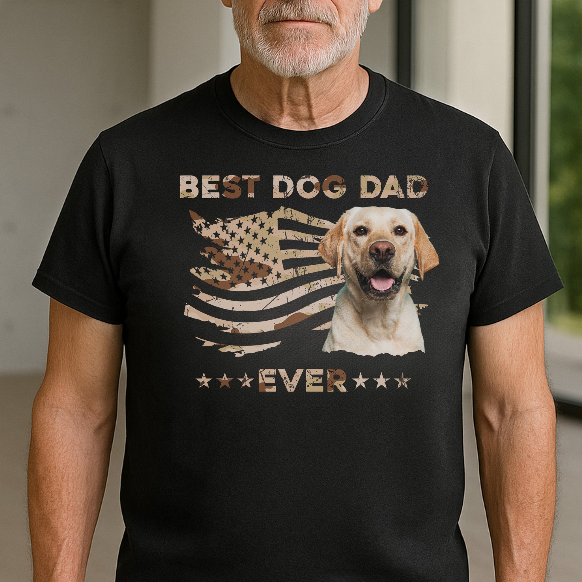 Best Dog Dad Ever, Dog And American Flag