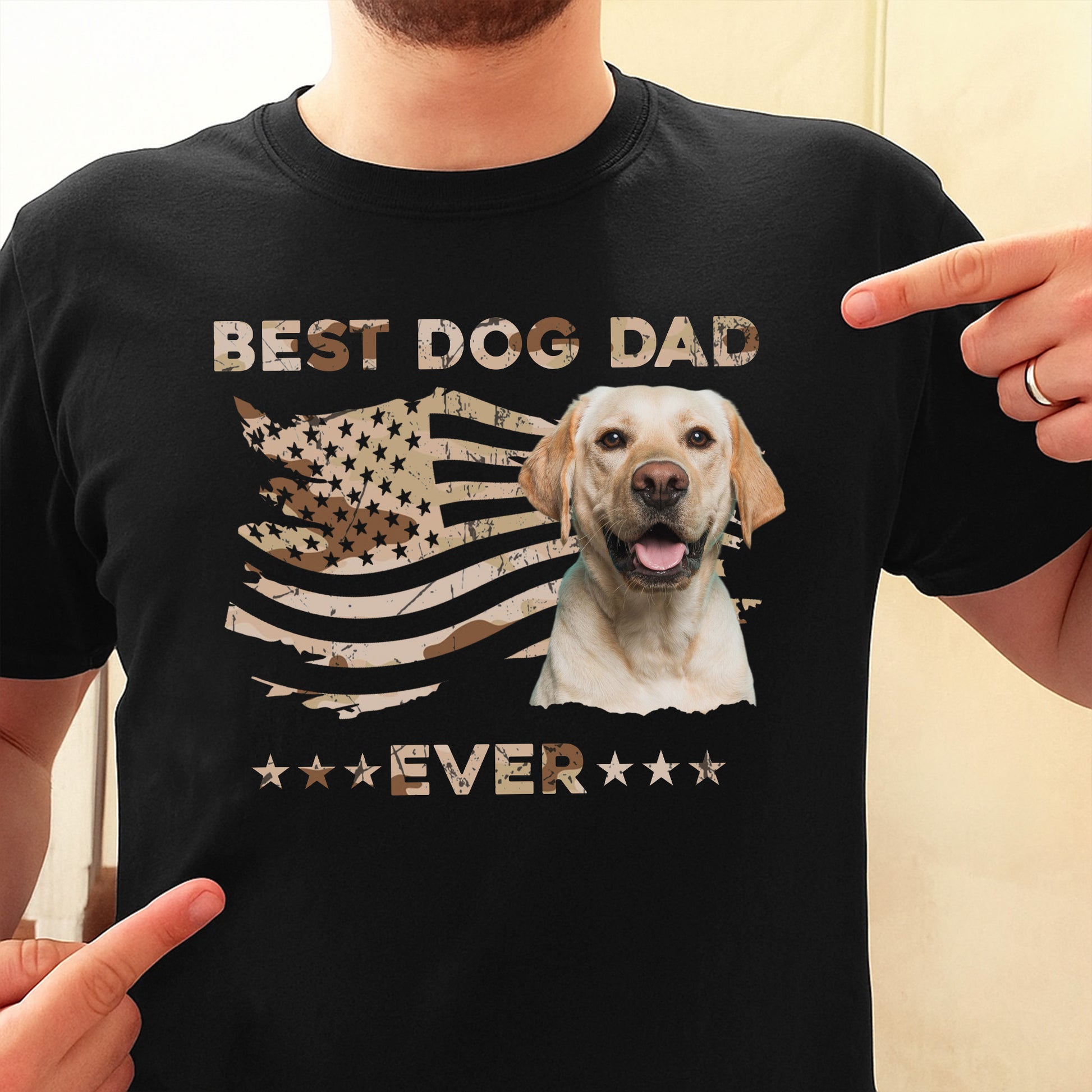 Best Dog Dad Ever, Dog And American Flag