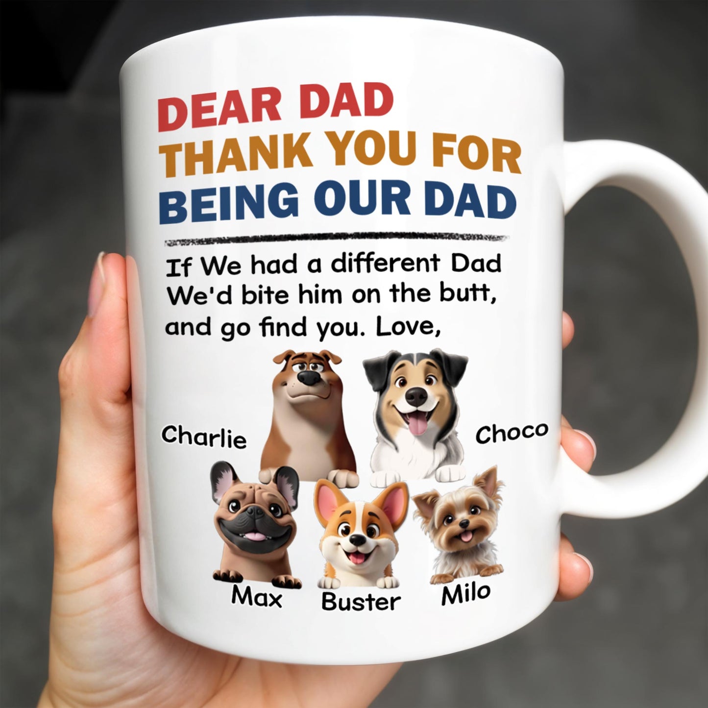 Dear Dad Thank You For Being Our Dad, Dogs Illustration