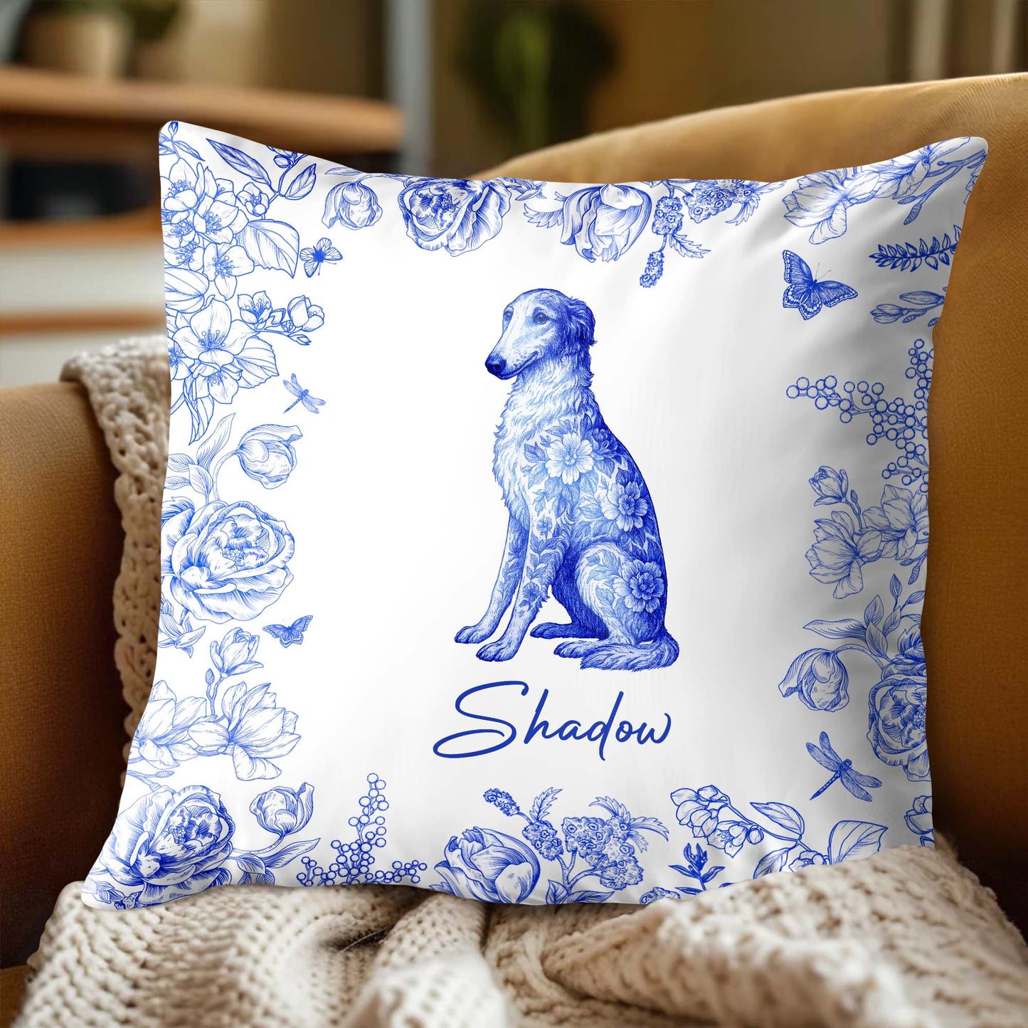 Celebrate Your Furry Friend With Custom Floral Dog Design - Personalized Custom Pillow, Insert Included - DOG050_PLW