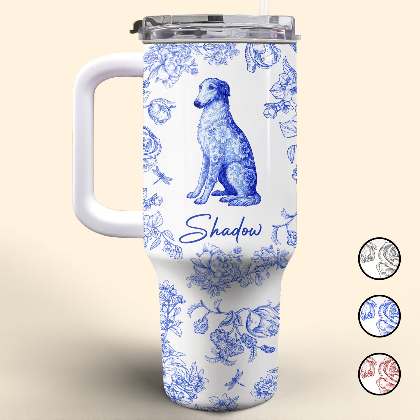 Chérissez chaque instant avec votre compagnon à quatre pattes et votre chien - Gobelet personnalisé de 1 134 ml avec paille - DOG050_TBS