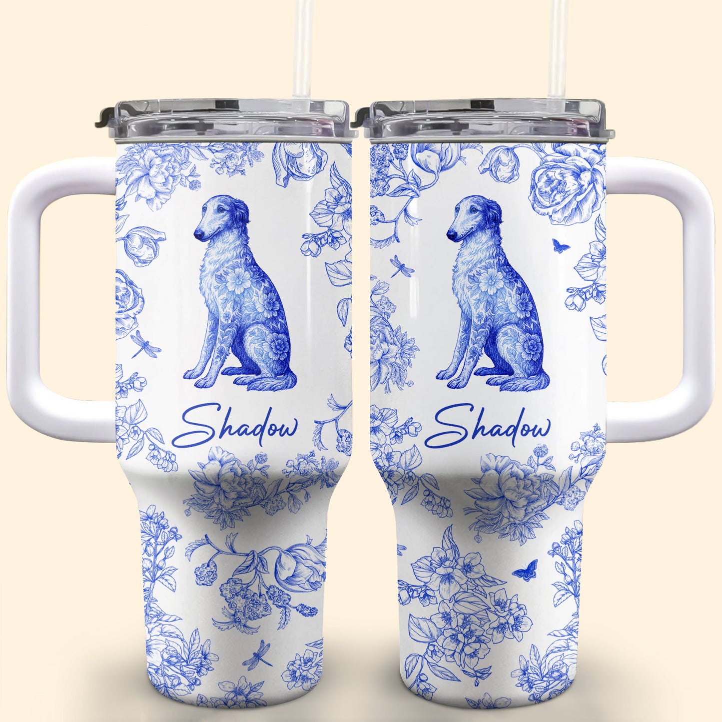 Chérissez chaque instant avec votre compagnon à quatre pattes et votre chien - Gobelet personnalisé de 1 134 ml avec paille - DOG050_TBS