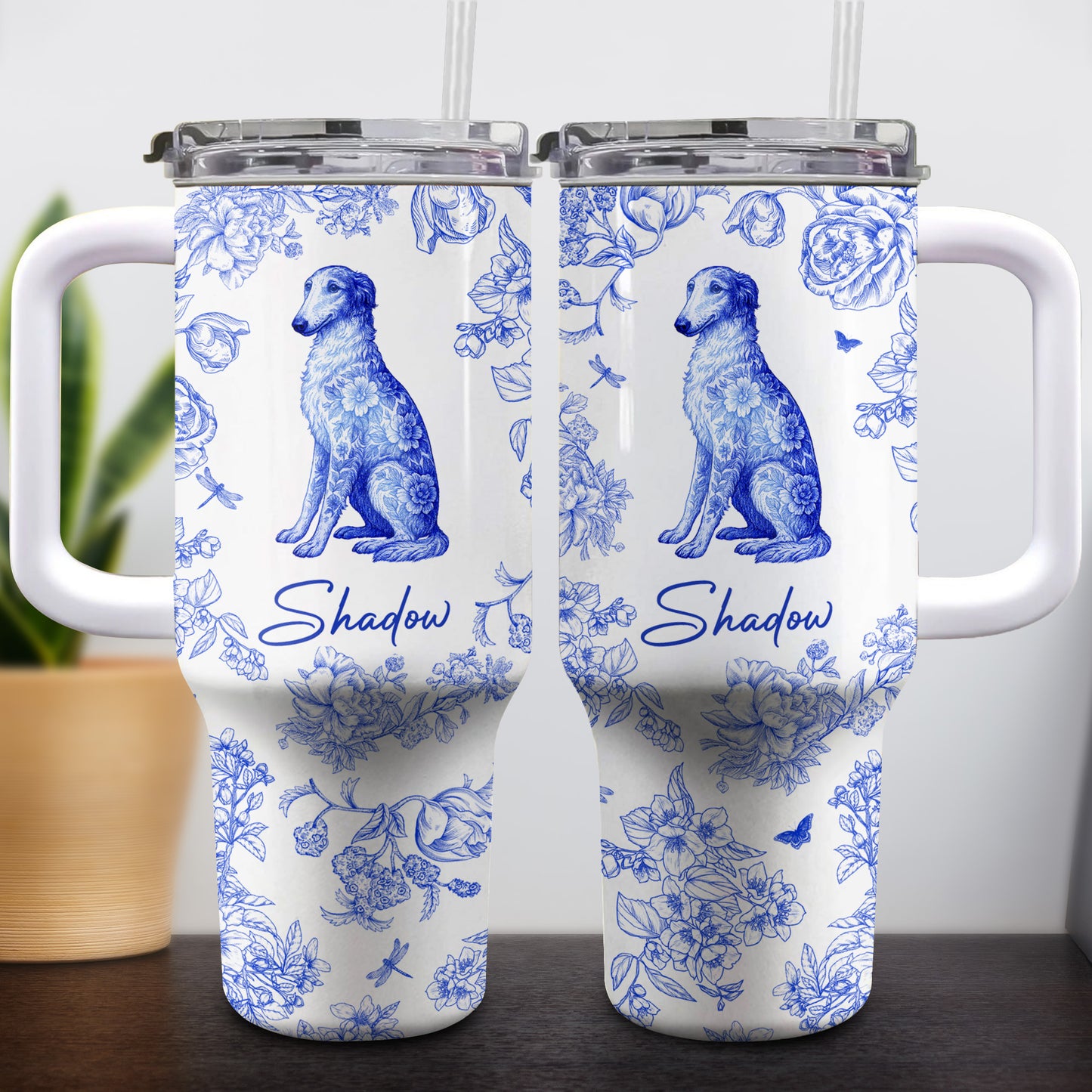 Chérissez chaque instant avec votre compagnon à quatre pattes et votre chien - Gobelet personnalisé de 1 134 ml avec paille - DOG050_TBS