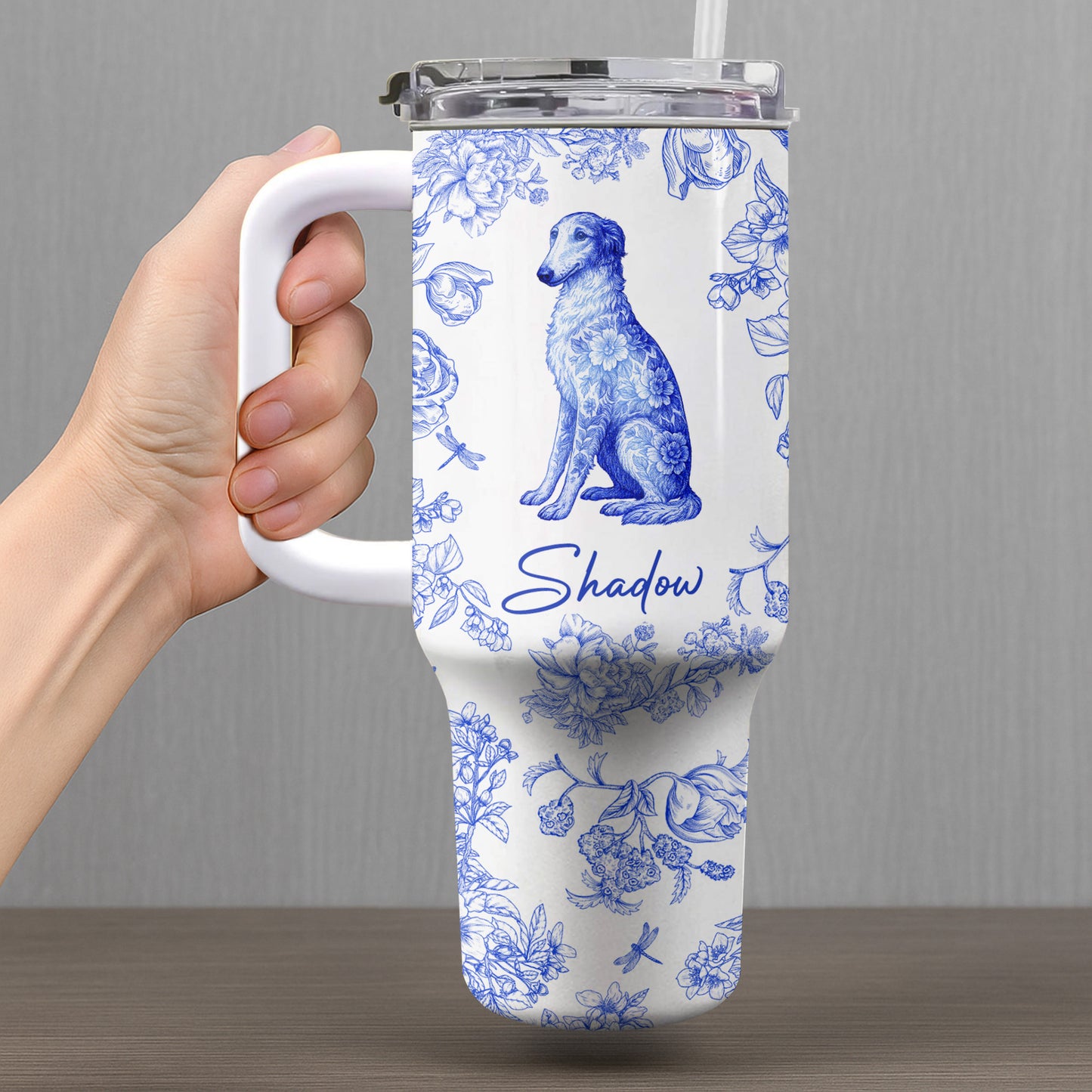 Chérissez chaque instant avec votre compagnon à quatre pattes et votre chien - Gobelet personnalisé de 1 134 ml avec paille - DOG050_TBS
