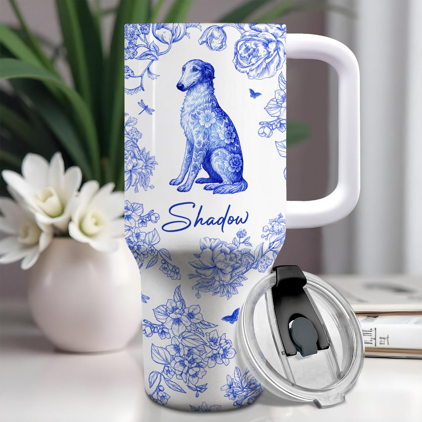 Chérissez chaque instant avec votre compagnon à quatre pattes et votre chien - Gobelet personnalisé de 1 134 ml avec paille - DOG050_TBS
