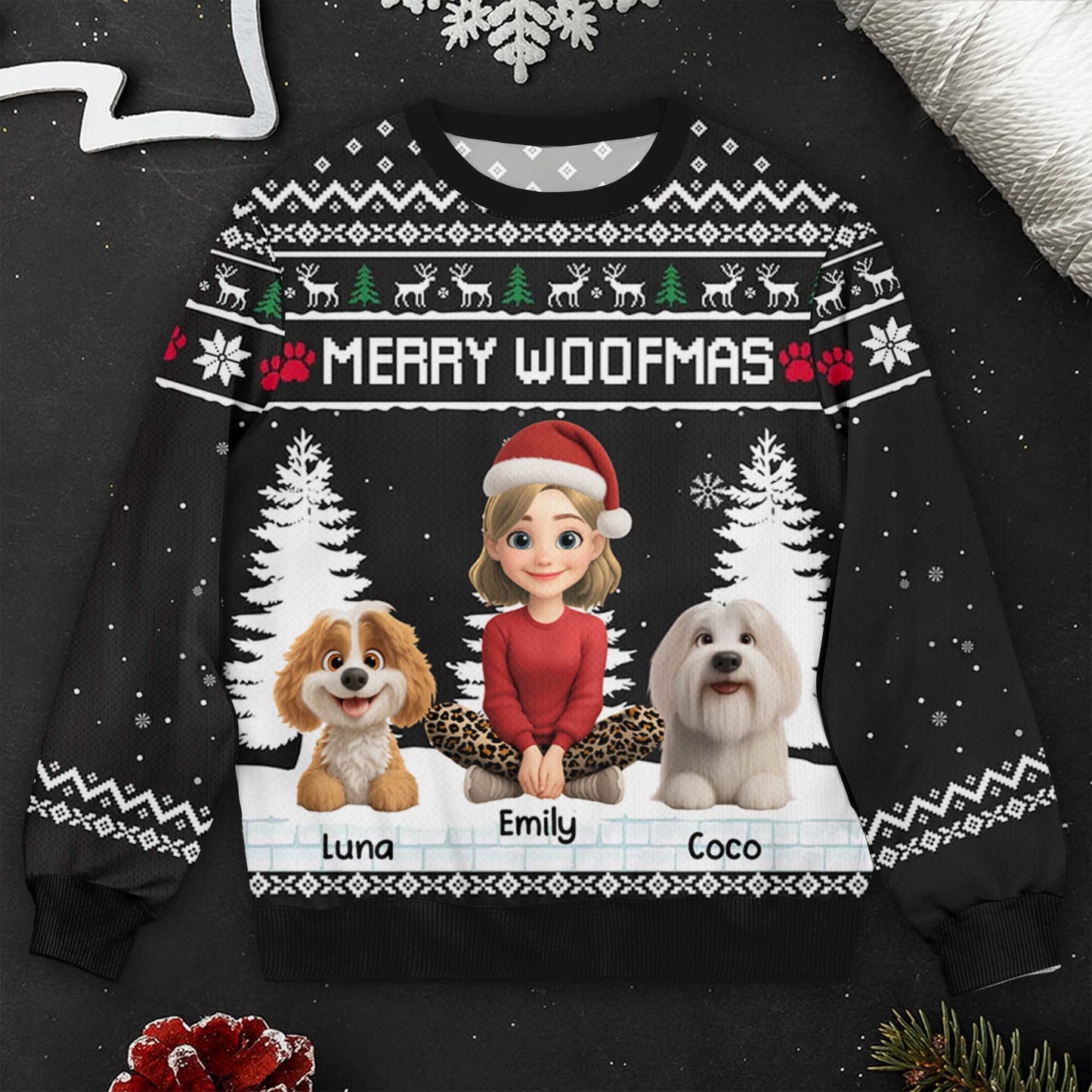 Merry Woofmas Christmas Hat and Snow