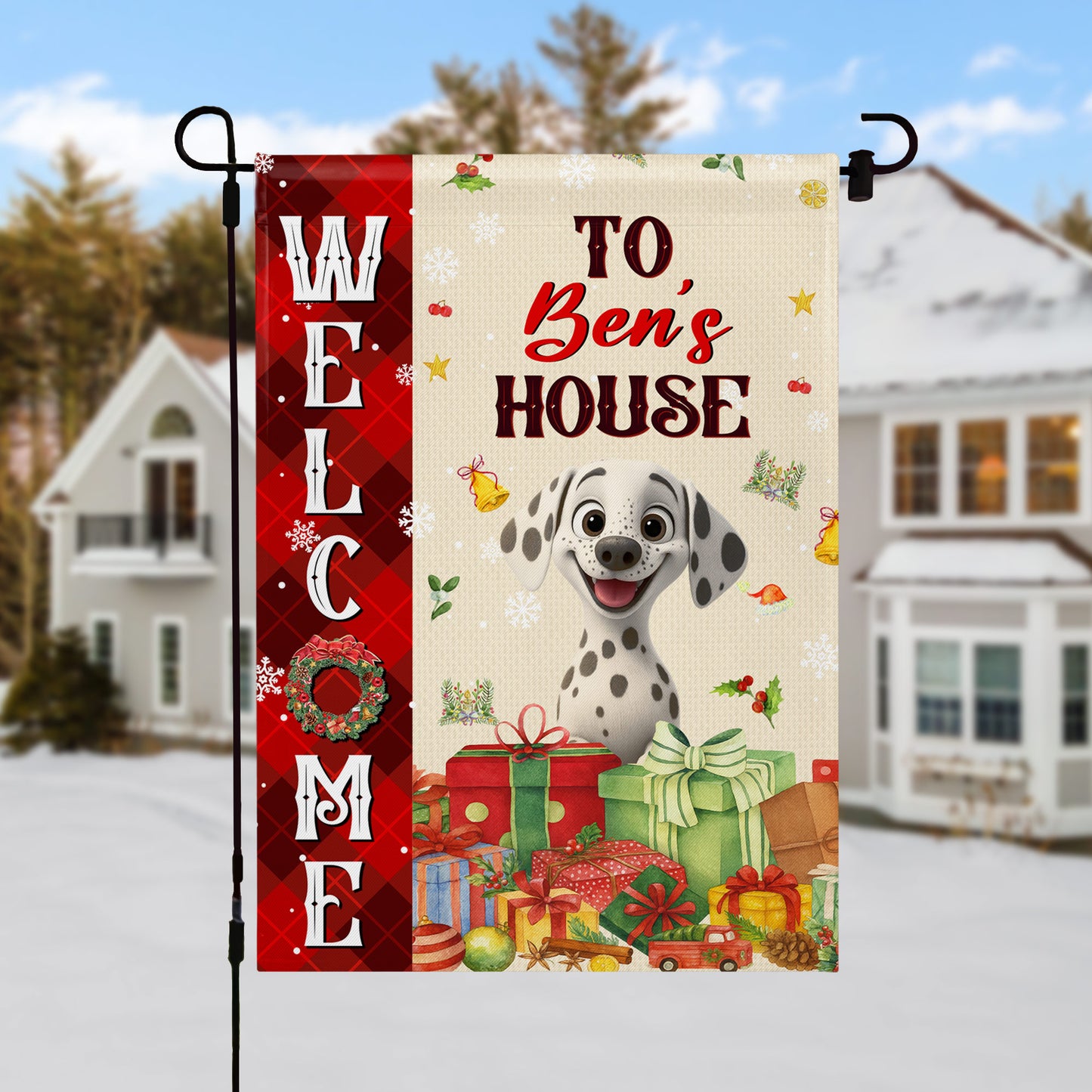 Welcome To Your New Home With Festive Gifts And Dog