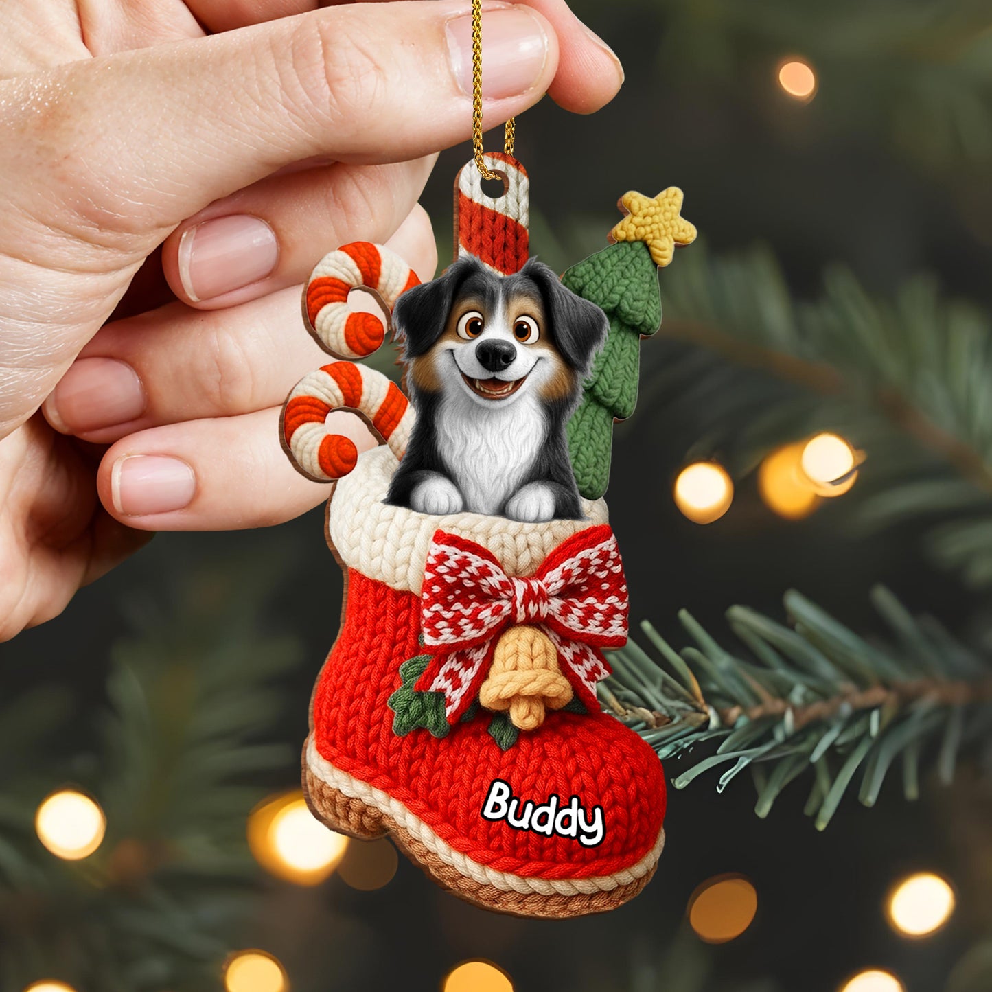 To My Beloved Companion, Christmas Stocking With Dog And Candy Canes