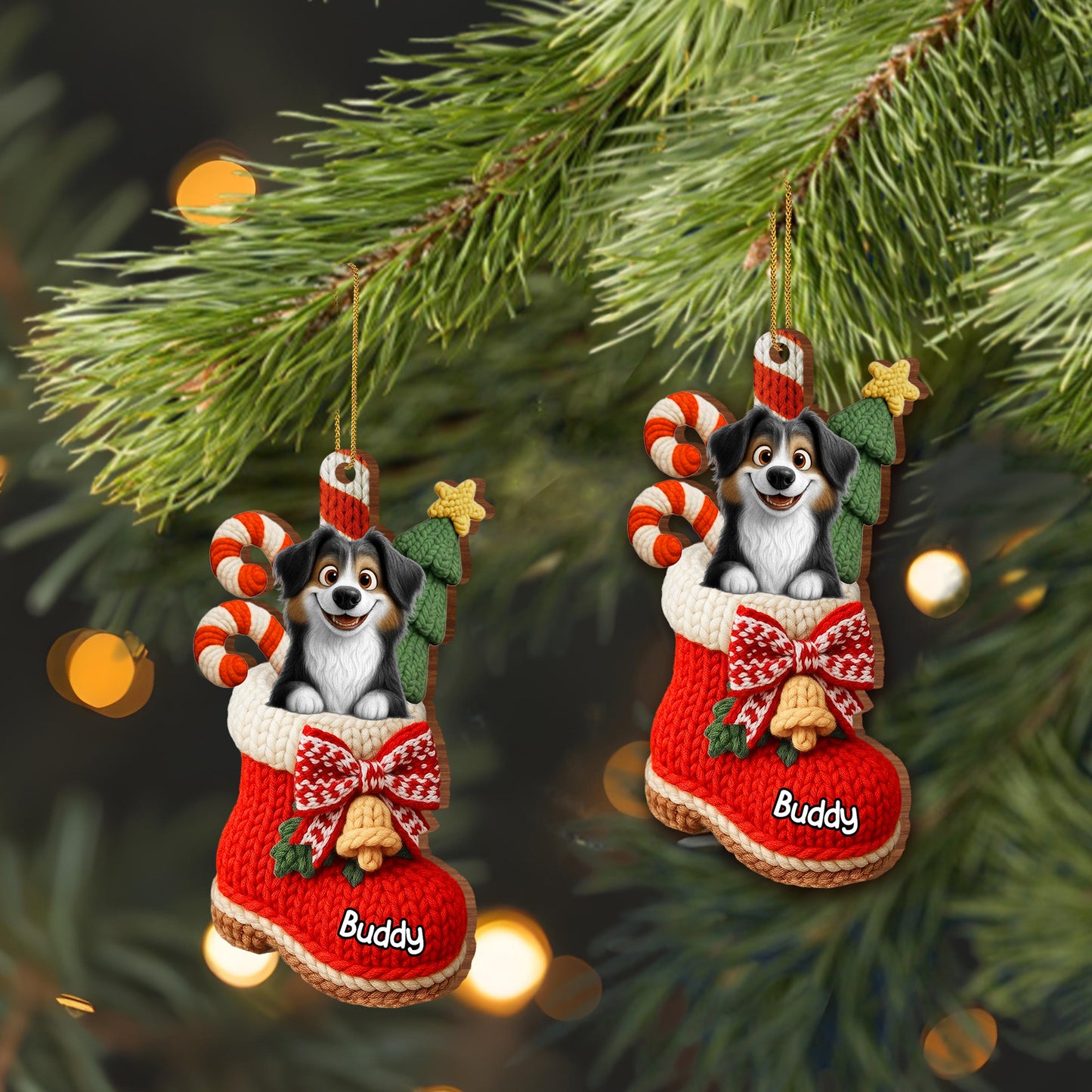 To My Beloved Companion, Christmas Stocking With Dog And Candy Canes