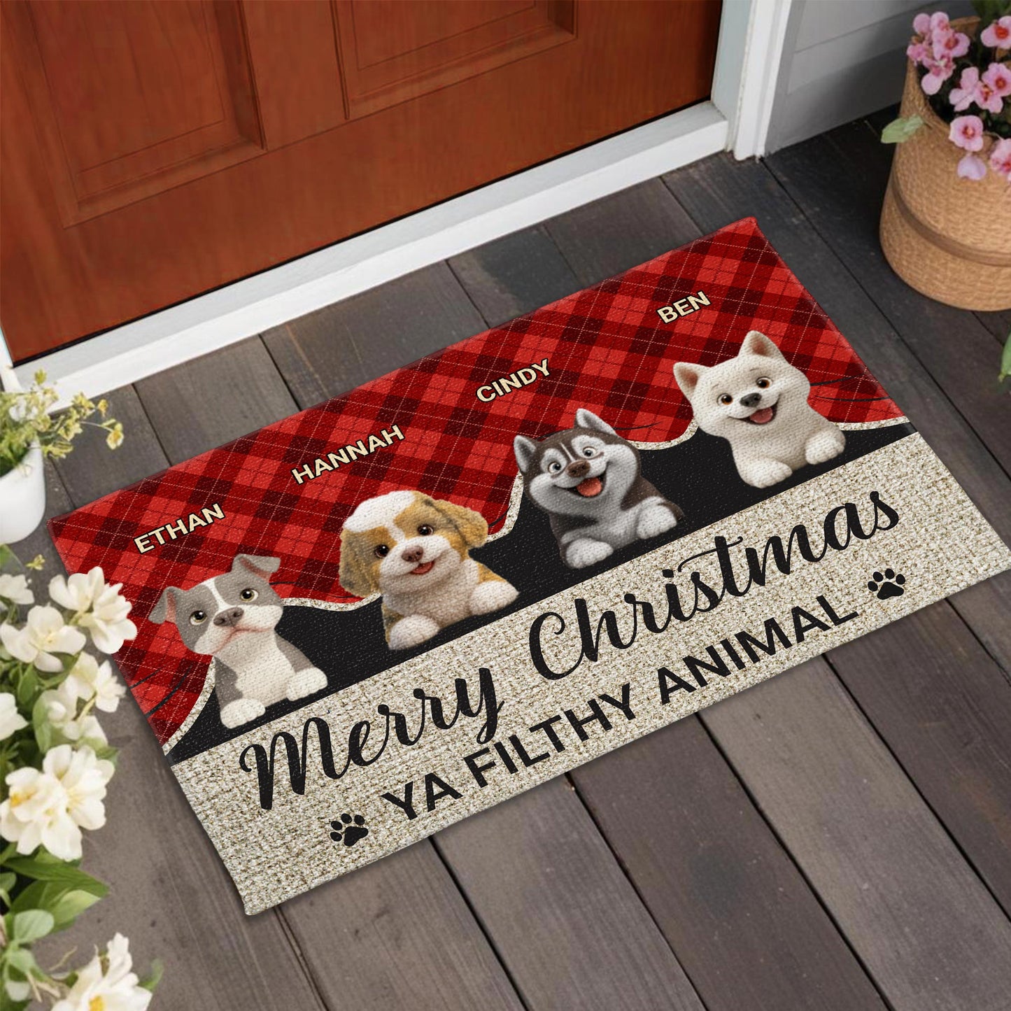 Merry Christmas Ya Filthy Animal With Cute Dogs