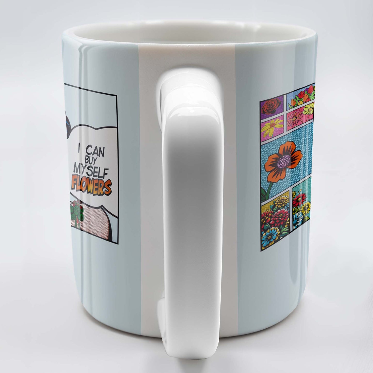 I Can Buy Myself Flowers Mug With Comic Girl And Floral Design