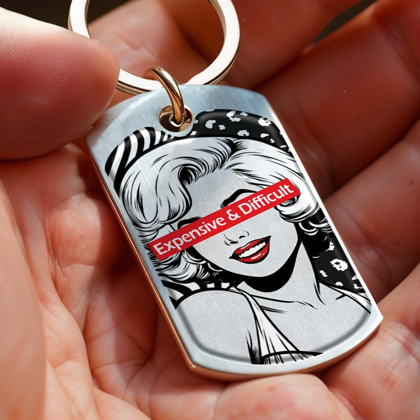 Expensive & Difficult Pop Art Style Woman Keychain